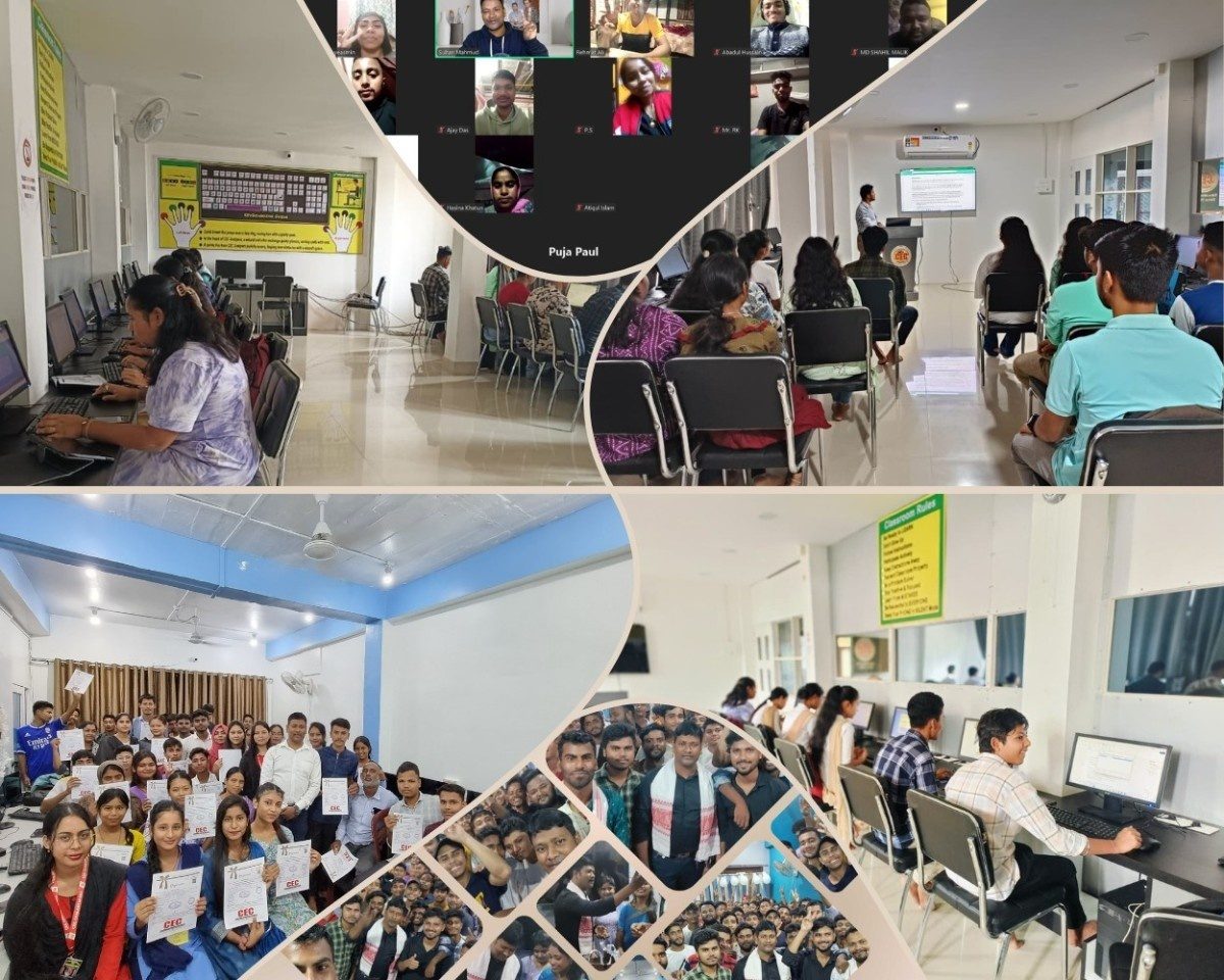 Snapshots of Lucora AI Academy cohorts and certificate distribution